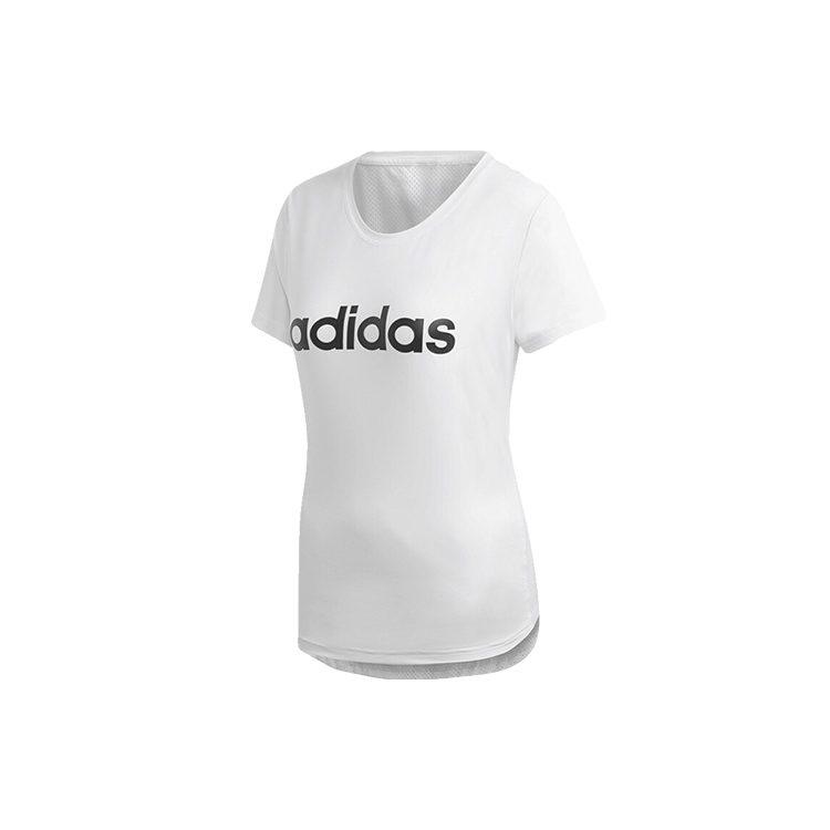 Adidas T Shirts Women's White Crew Neck Thin Straight Fit DU2080