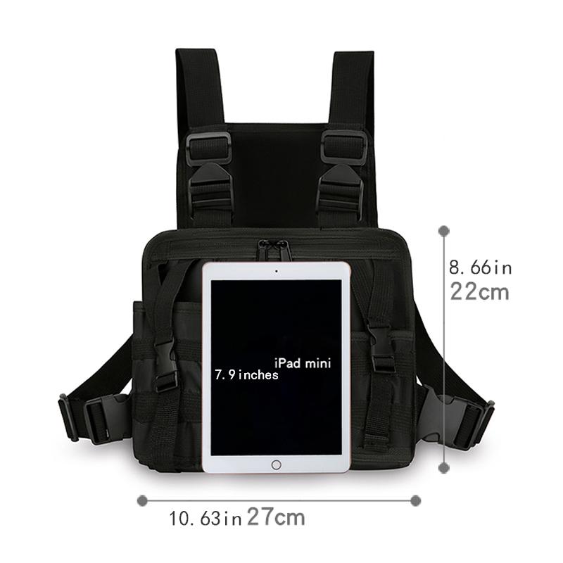 Men's and Women's Running Vest Tactical Chest Bag, Suitable for Outdoor Functional Sports (black), Suitable for Various Differen