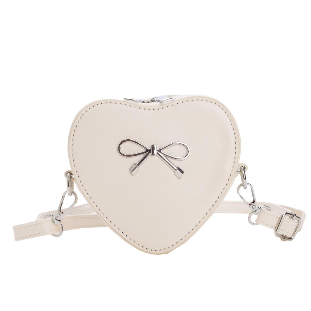 Fashionable Gender Neutral Mini Crossbody Bag Featuring Heart And Bow Patterns For Children