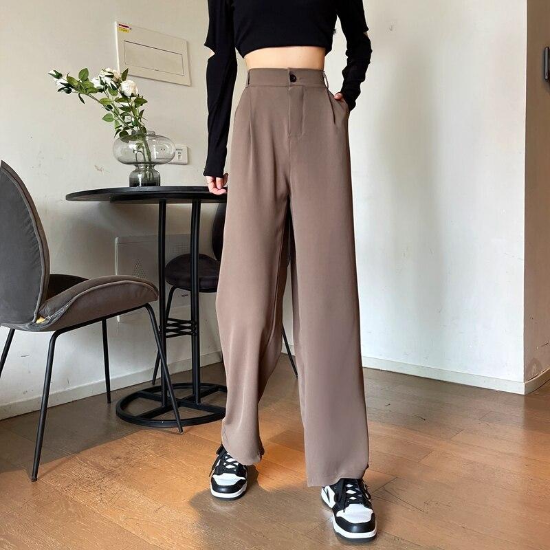 Women's Spring and Autumn Models Loose Plus Size Thin Breathable Drape Feeling Loose Wide Leg Straight Trousers