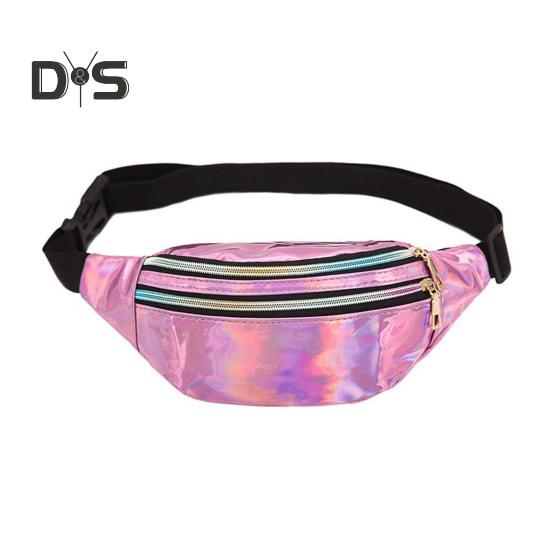 Переливающаяся поясная сумка блестящая поясная сумка водонепроницаемая поясная сумка из искусственной кожи с 3 карманами для путешествий вечеринок пляжей музыкальных фестивалей светло-розовый 714₽