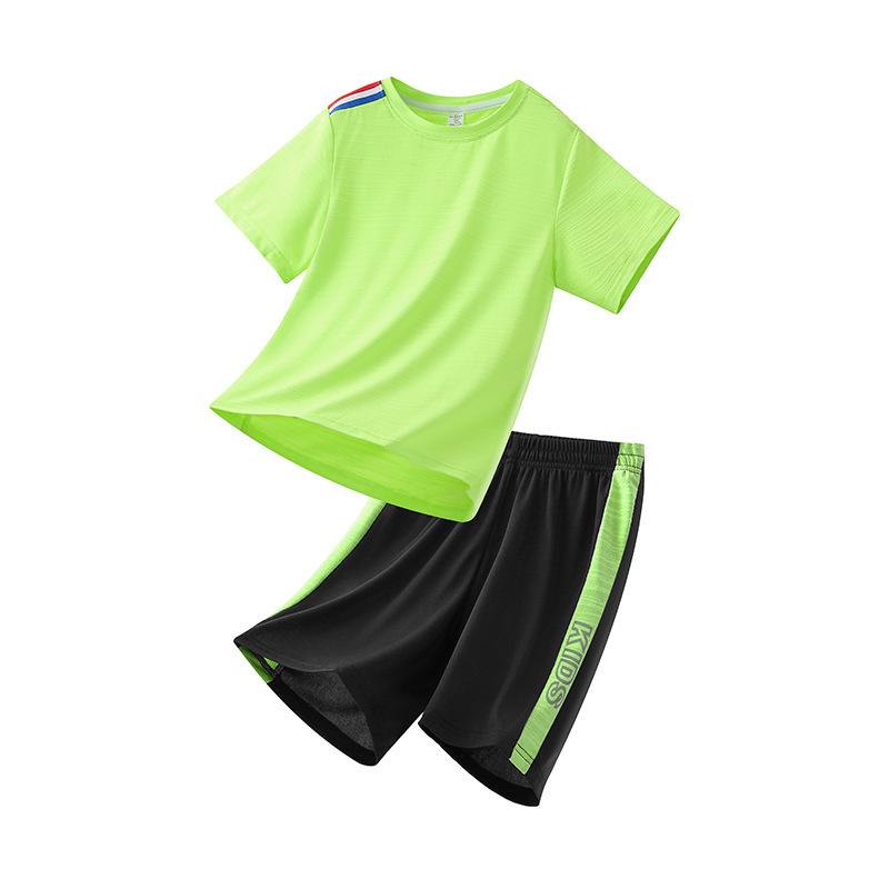 

Детский быстросохнущий летний спортивный костюм: 2024 Топ с коротким рукавом и шорты для мальчиков и девочек. 140 cm