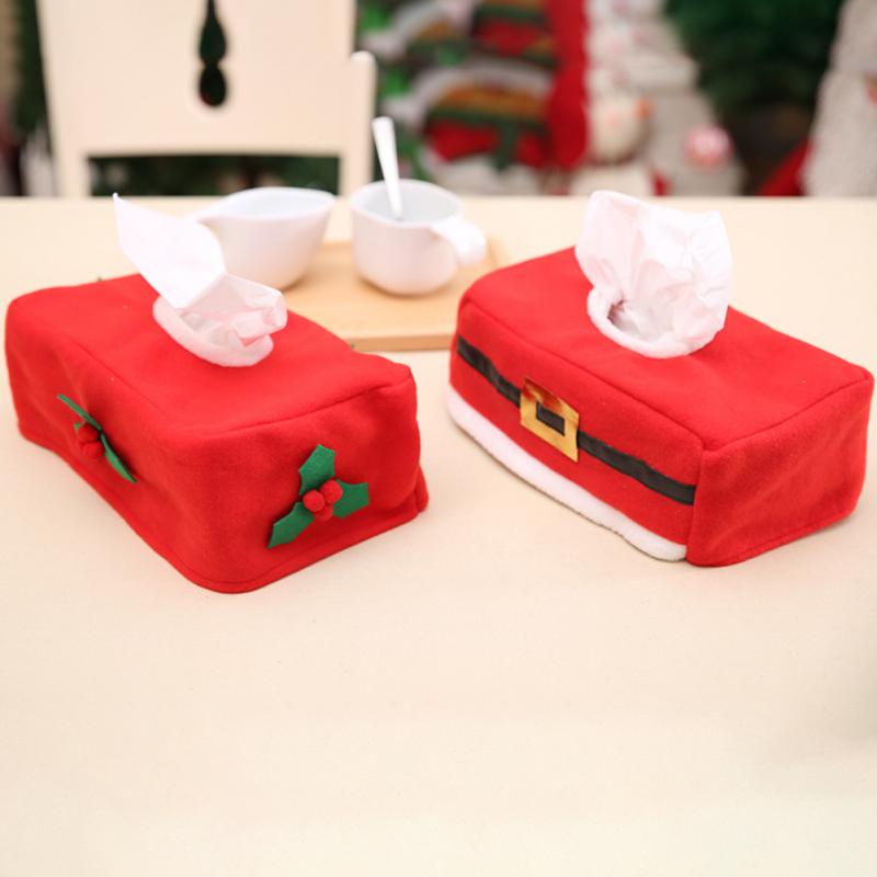 Navidad Noel High Quality Wonderful Tissue Paper Dispenser Christmas Decorations Xmas Tissue Box Cover Flannel New Year Red