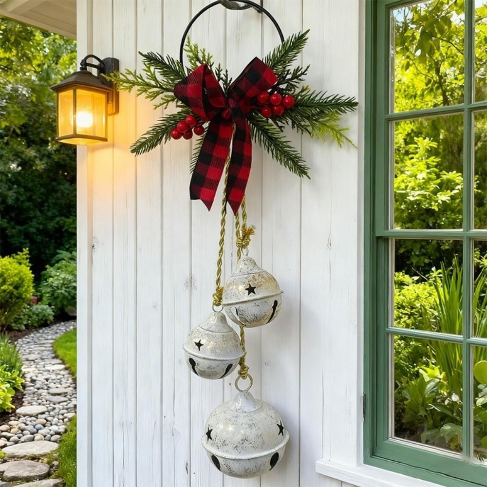 Shatterproof Xmas Tree Pendant Three-Bell Wall Hanging Ornament Front Door