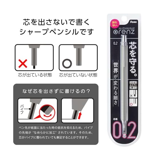 Pentel Mechanical Pencil Orenz 0.2mm XPP502-N Gray