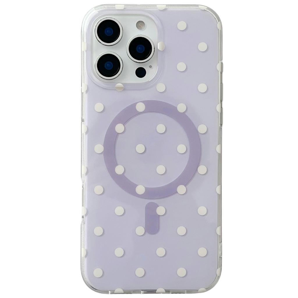 For iPhone 16 Pro Case Polka Dot Pattern TPU + PC Phone Cover Compatible with MagSafe