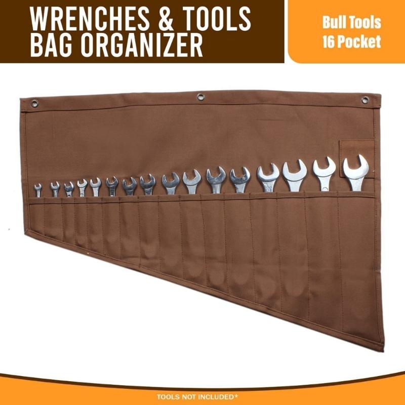 Strong Canvas Wrench Tool Roll Bag Pockets Organizer Pouch And Practical Loop For Easy Storage And Organization Work Area