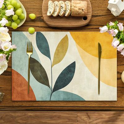 4-Piece Geometric Floral Art Placemats Nordic-Style Table Mats Home Café Decor Instagram-Worthy Home Accents