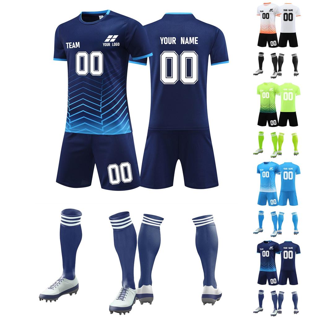 Men's Breathable Soccer Jersey Set with Shorts and Socks Quick-Dry Sports Uniform for Training and Matches