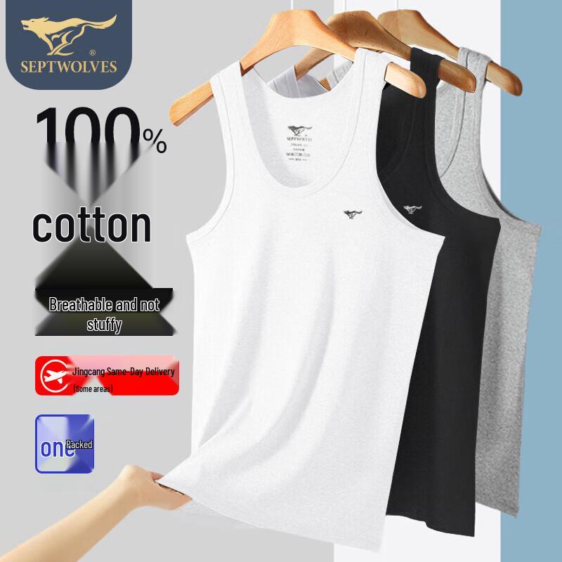Septwolves Men s Pure Cotton Athletic Tank Top L