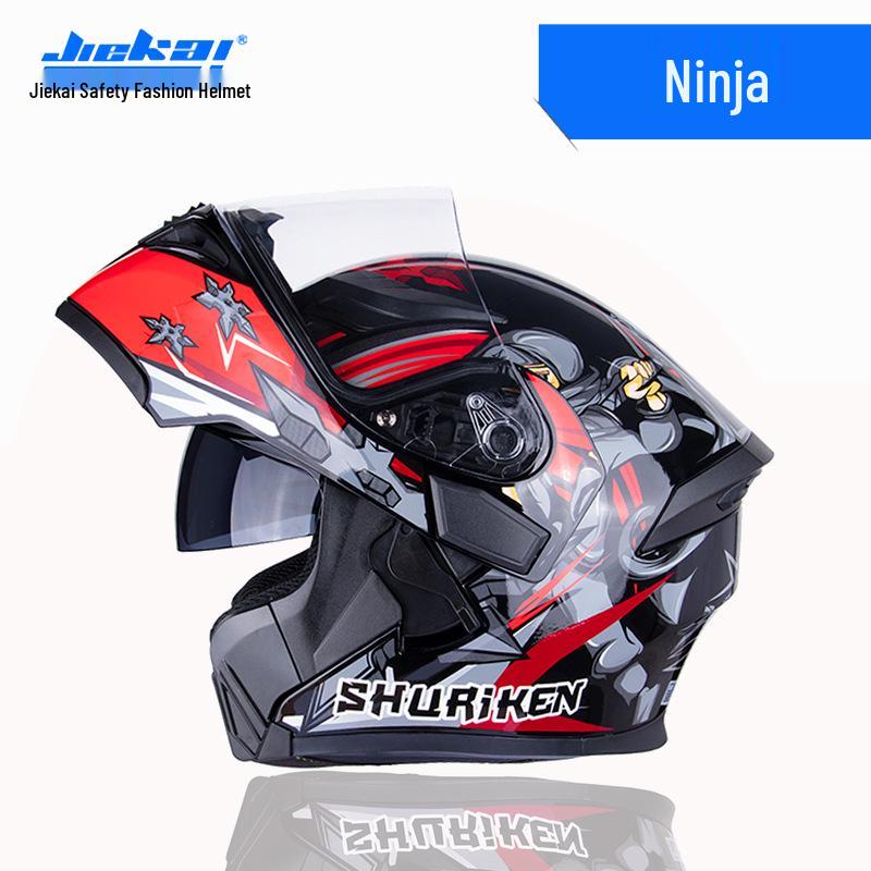 Jiekai Full-Face Flip-Up Motorcycle Helmet for Men & Women - Winter Electric Vehicle Safety Helmet