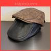 Retro Leather Beret Hat For Women With Sunshade And Short Brim For Fall And Winter