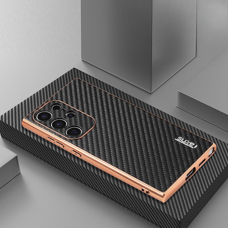 Suitable for Samsung S25ultra Mobile Phone Case Carbon Fiber Samsung Full Coverage 24+ Anti-fall 23plus Business Men's Set