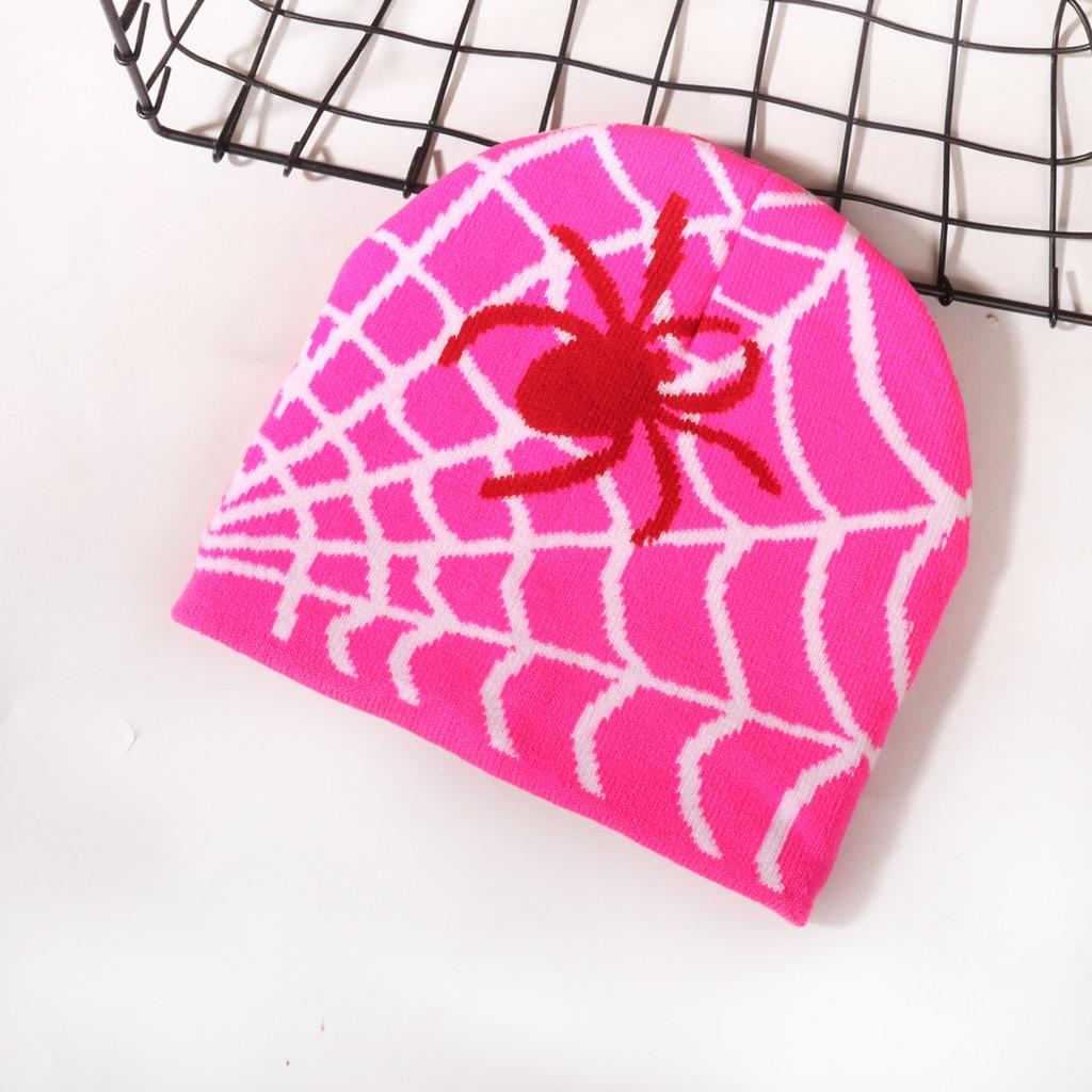 Spider Pattern Knit Beanie For Men And Women Warm Streetwear Fashion 2023