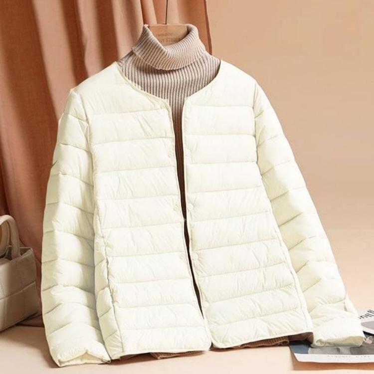 2024 Women's Stylish Warm Short Down Jacket Light Cotton Slim Fit for Middle Aged and Elderly