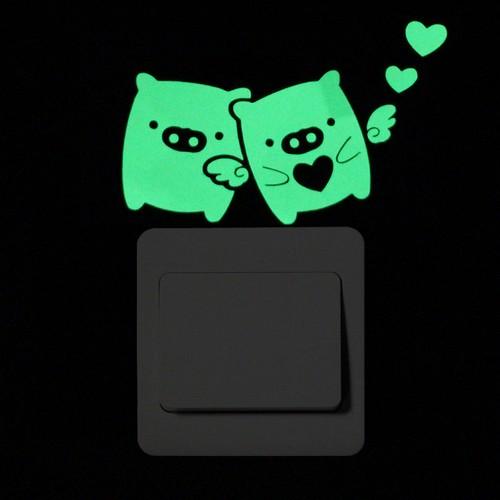 Luminous Cartoon Switch Sticker Glow in the Dark Cat Sticker Fluorescent Fairy Moon Stars Sticker Kid Room Decoration Home Decor