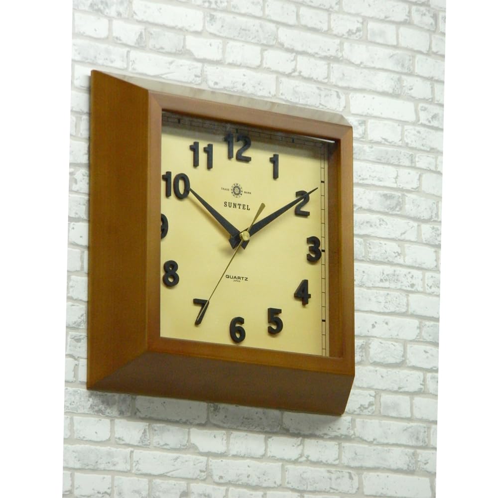 Santeru Square Wall Made in Clock, Brown, Japan, QL696-BR