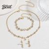 Braut-Halsketten-Ohrring-Set 3 Teile/Set Damenschmuck Strass-Choker