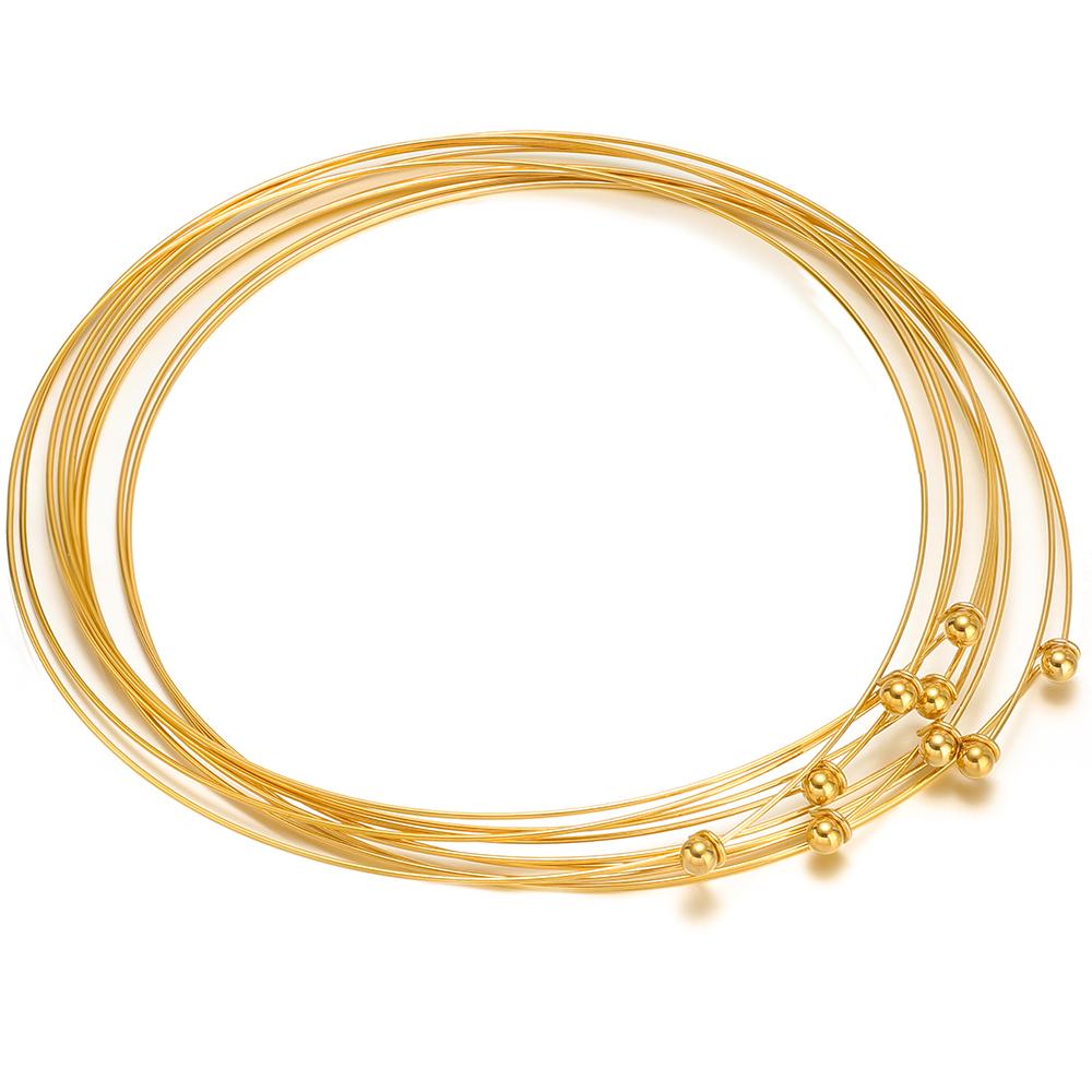 1 Piece 304 Stainless Steel Wire Collar Choker Necklace Round with Removable Ball End Cap Handmade DIY Jewelry Making 45cm Long