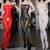 Women Sexy Sheer Oil Glossy Bodysuit Suspender Jumpsuit Open Crotch Pantyhose Erotic Lingerie Transparent Elastic Body Stockings
