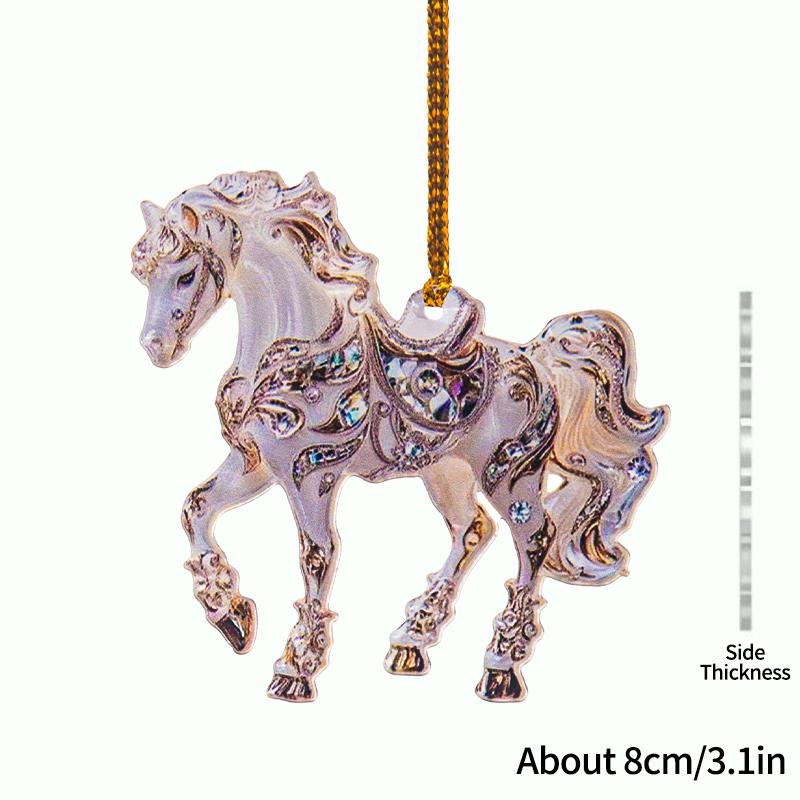 2D Acrylic Horse Pendant Christmas Tree Ornament New Year Decoration Navidad Party Decoration Xmas Ornament Charms Supplies