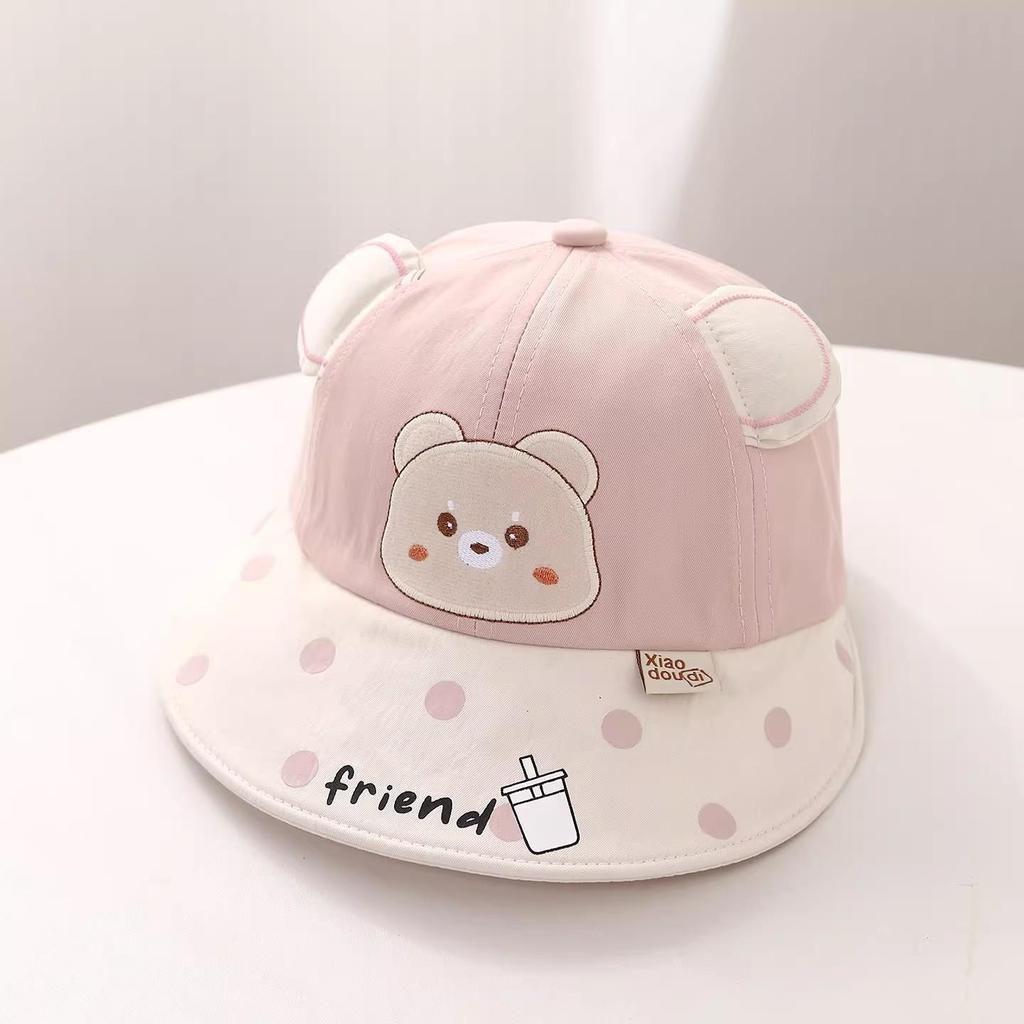 Children's Sun Protection Duckbill Cap - Thin Style with Cute Bear Design for Boys and Girls