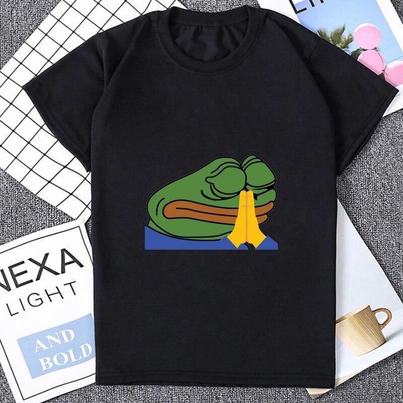 Pepe Sad Frog Emote Graphic Printed Unisex T Shirt Streetwear Hipster Harajuku Style Women Tshirt Loose Casual Fashion Soft Unisex Tee