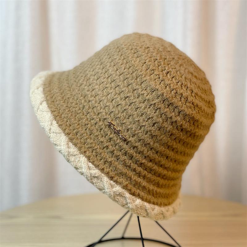 

Autumn and winter woolen bucket hat for women, fashionable and warm knitted fisherman hat, face-slimming hat, bucket hat with large brim for winter Adult54-58Average Size хаки