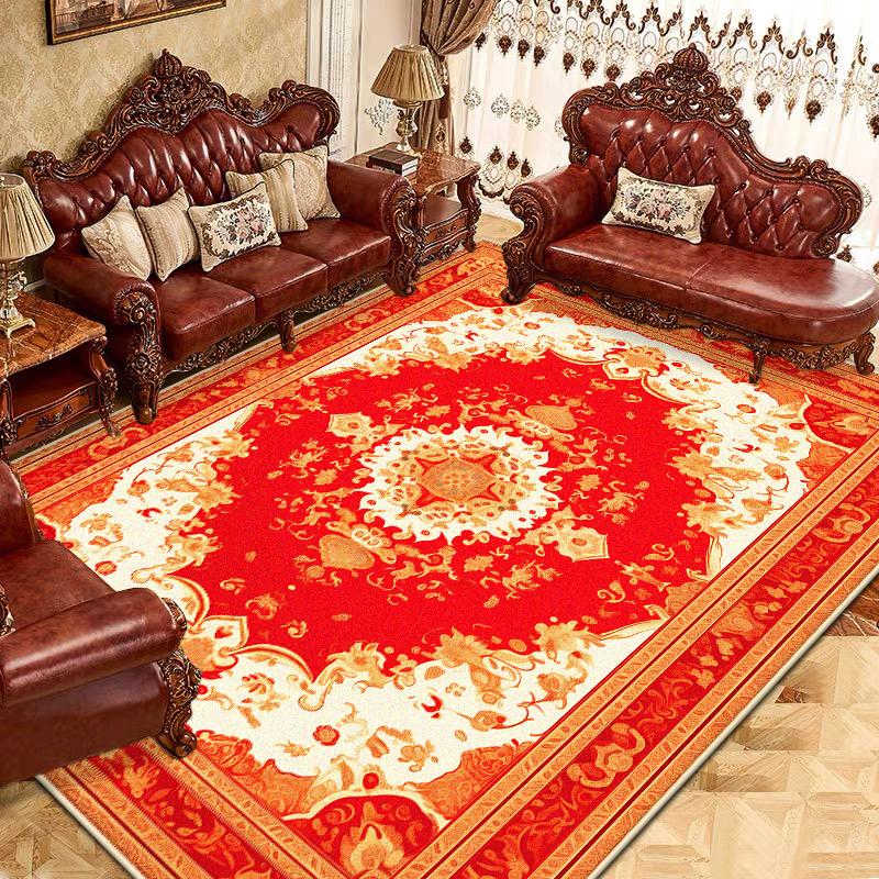 

Ковер в европейском стиле красного цвета для гостиной, с цветочным декором, для дома, под диванные столики, пушистый мягкий коврик для спальни, роскошный плюшевый коврик для пола, моющийся 60*90cm