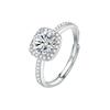 6.5mm Cushion Halo Adjustable Open Band Moissanite Engagement Ring S925 Sterling Silver For Women
