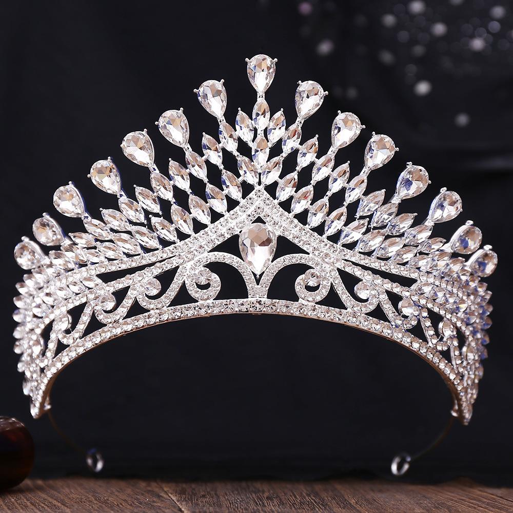 

DIEZI 8 Colors Baroque Blue Opal Tiara For Women Wedding Party Luxury Bridal Bride Crystal Crown Hair Accessories Jewelry серебряный