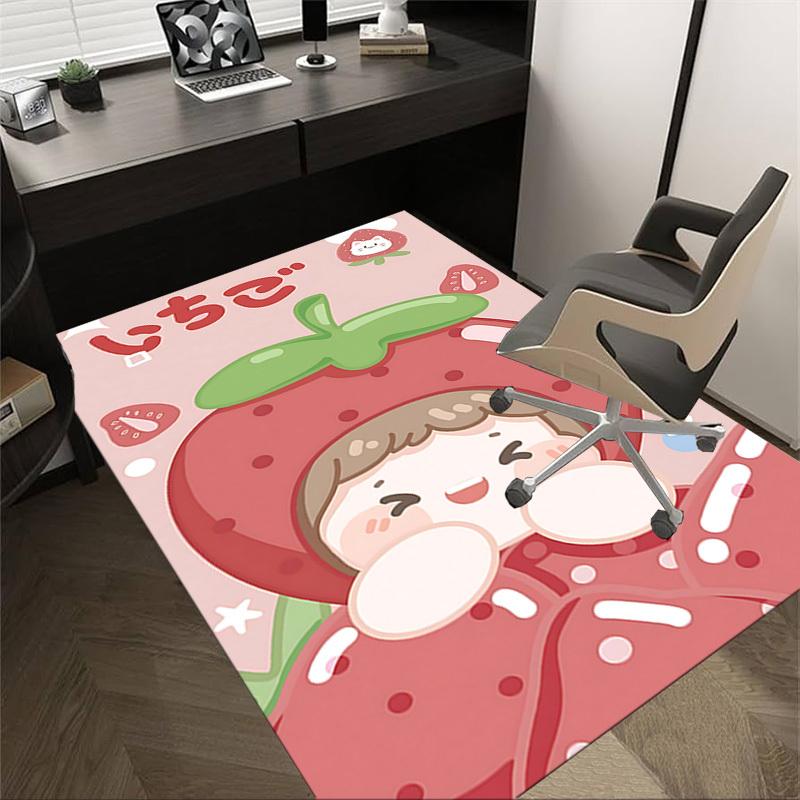 1PC Strawberry Cat Carpet Ultra Soft, Thick & Absorbent, Non Slip Machine Washable Mat for Entryway