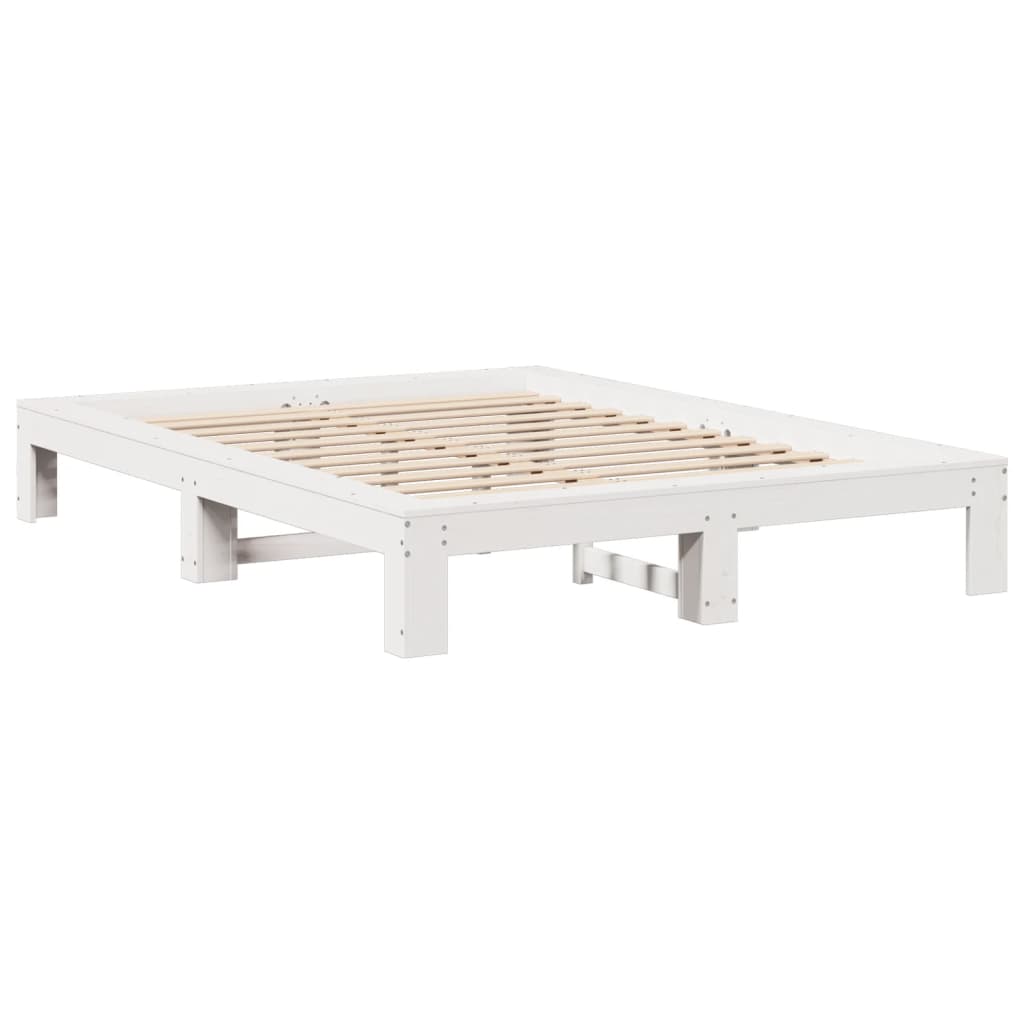 Vidaxl Rama Łóżka Bez Materaca, Biała, 150X200 Cm, Lite Drewno Sosnowe