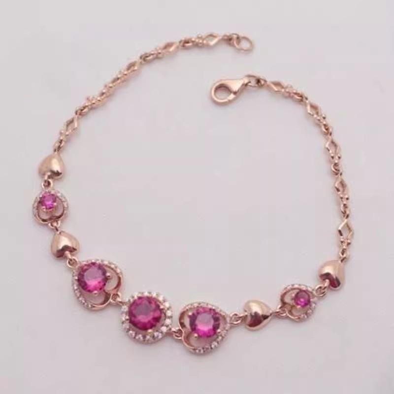 Pure Purple Gold Inlaid Redstone Bracelet Women'S Color Gold Noble Luxury Rose Gold Plated Bracelet