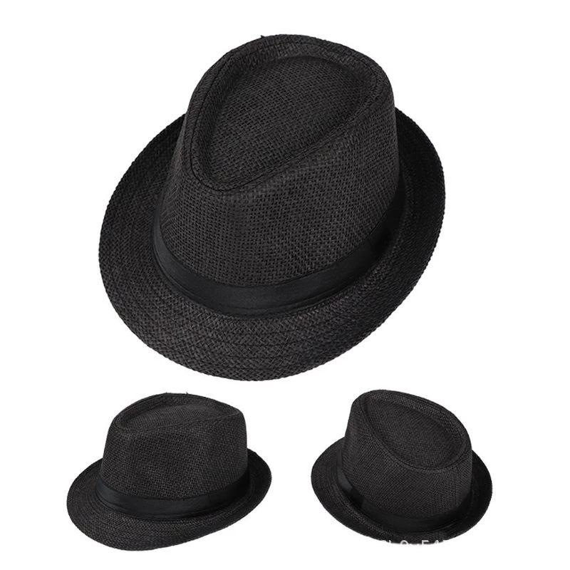 Unisex British Style Straw Jazz Fedora - Ideal Spring/Summer Sun Hat for Outdoor, Parent-Child Matching