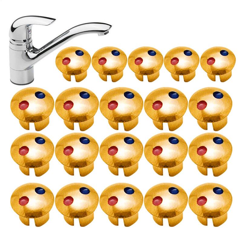 20pcs Faucet Handle Hot Cold Water Sign Red Blue Label Decoration Cover Kitchen Bathroom Mixer Tap Indicate For Faucet Handles