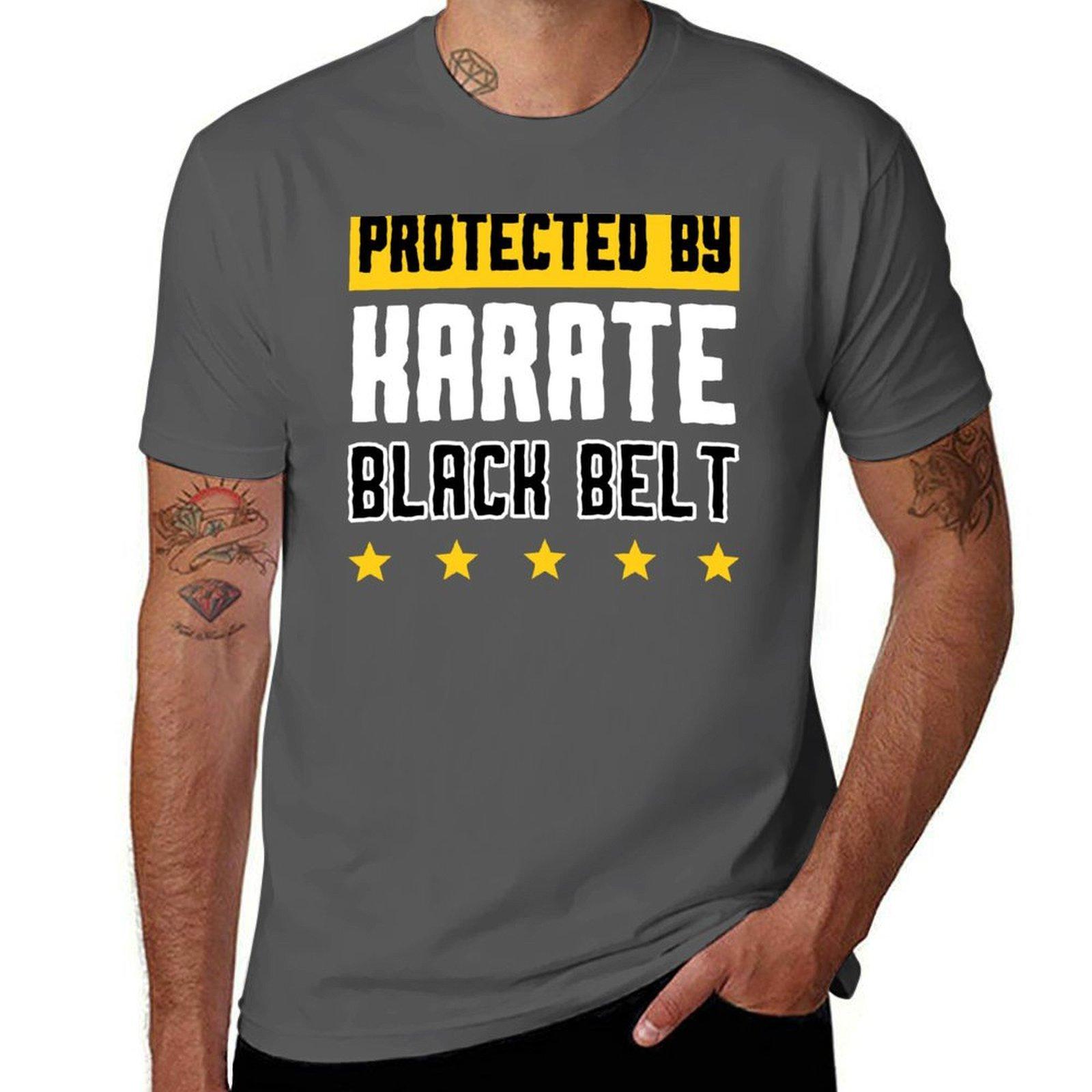 

Protected by Karate Black Belt T-Shirt t shirt man cotton man t shirt summer man t shirts for men T-Shirt 4XL