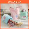 Round Cylinder-shaped Plush Storage Bag For Desktop Decoration With Students' Detachable Handbag