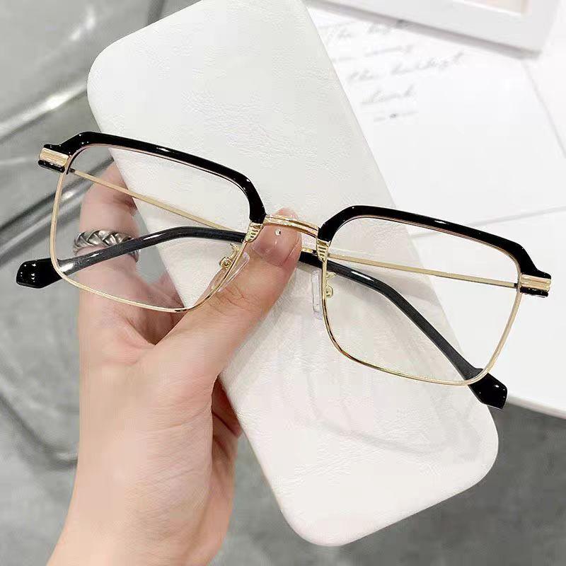 Fashion Square Reading Glasses Anti Blue Light Metal Frame Presbyopic Glasses for Men Women 0 To +4 0 Computer Eyewear