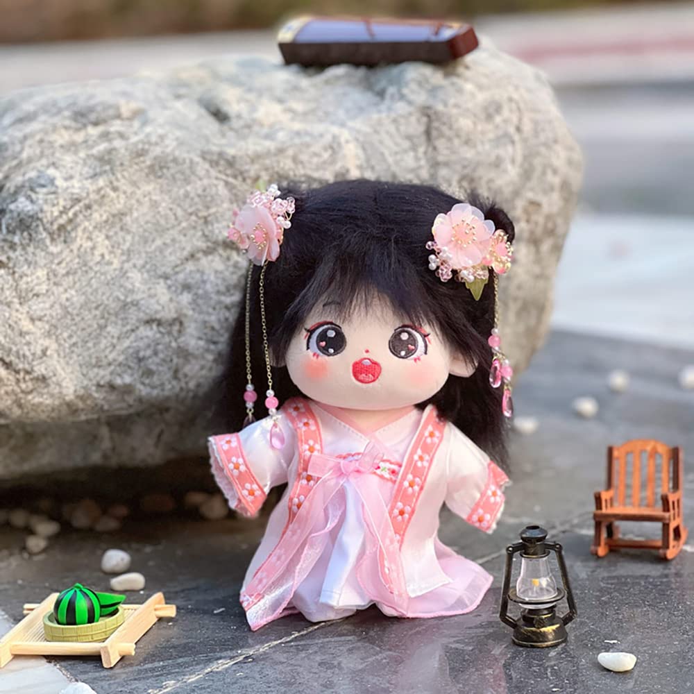 niannyyhouse 20cm Plush Toy with and Accessories Antique-Style Outfit, Jacket, Dress, Hairclip, (Pink)