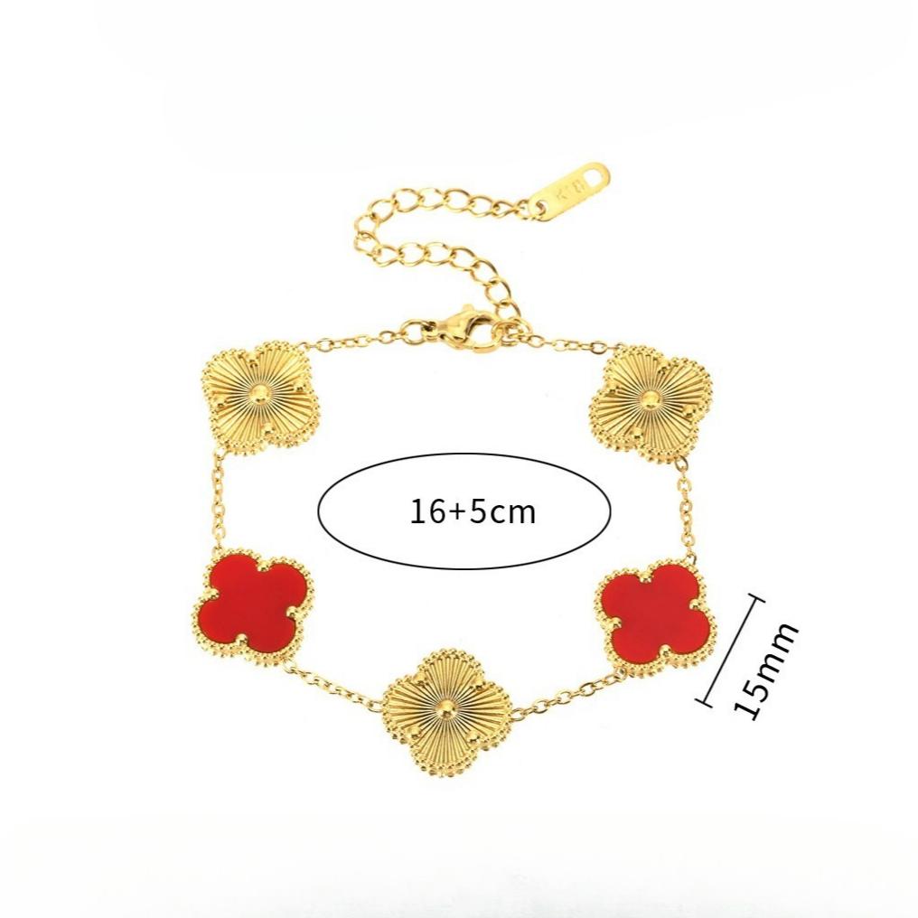 15mm Titanium Steel Four-Leaf Clover Five-Flower Bracelet Stylish and High-End Women's Bangle