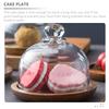 Display Shelves Glass Lid Tray Pastry Serving Cake Plate Server Wood Holder Food with Dome Mini Dessert Multi-use Base