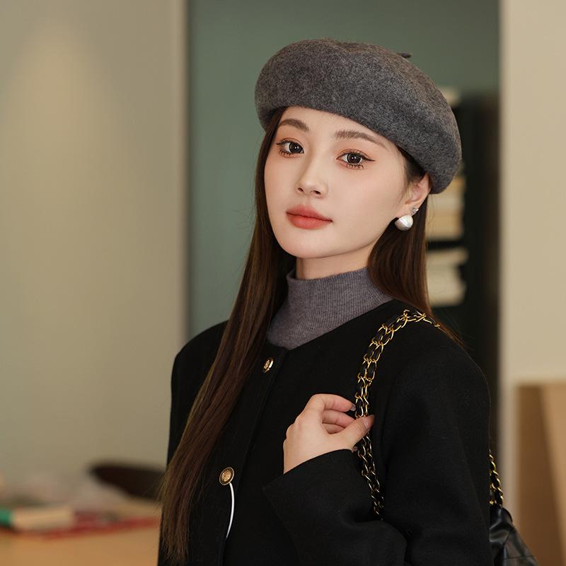 Versatile Korean Style Knit Beret for Women – Large, Warm, Gentle Autumn/Winter Hat