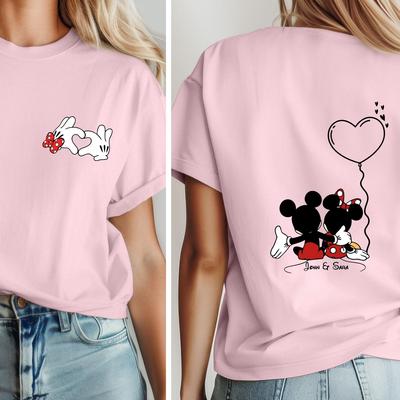 Comfort Colors® Custom Valentines Day T-Shirt, Couple Shirt, Personalized Mickey and Minnie Shirt, Love Shirt