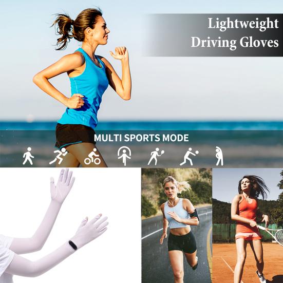 UV Protection Long Gloves, Full Finger Summer Driving Gloves, Anti-Slip Palm, Wrist Watch Opening, Sun Protection Gloves for Women Cycling Hiking