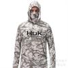 HUK fishing suit men's hoodie summer sun protection long sleeve fishing top with mask outdoor sports fishing shirt