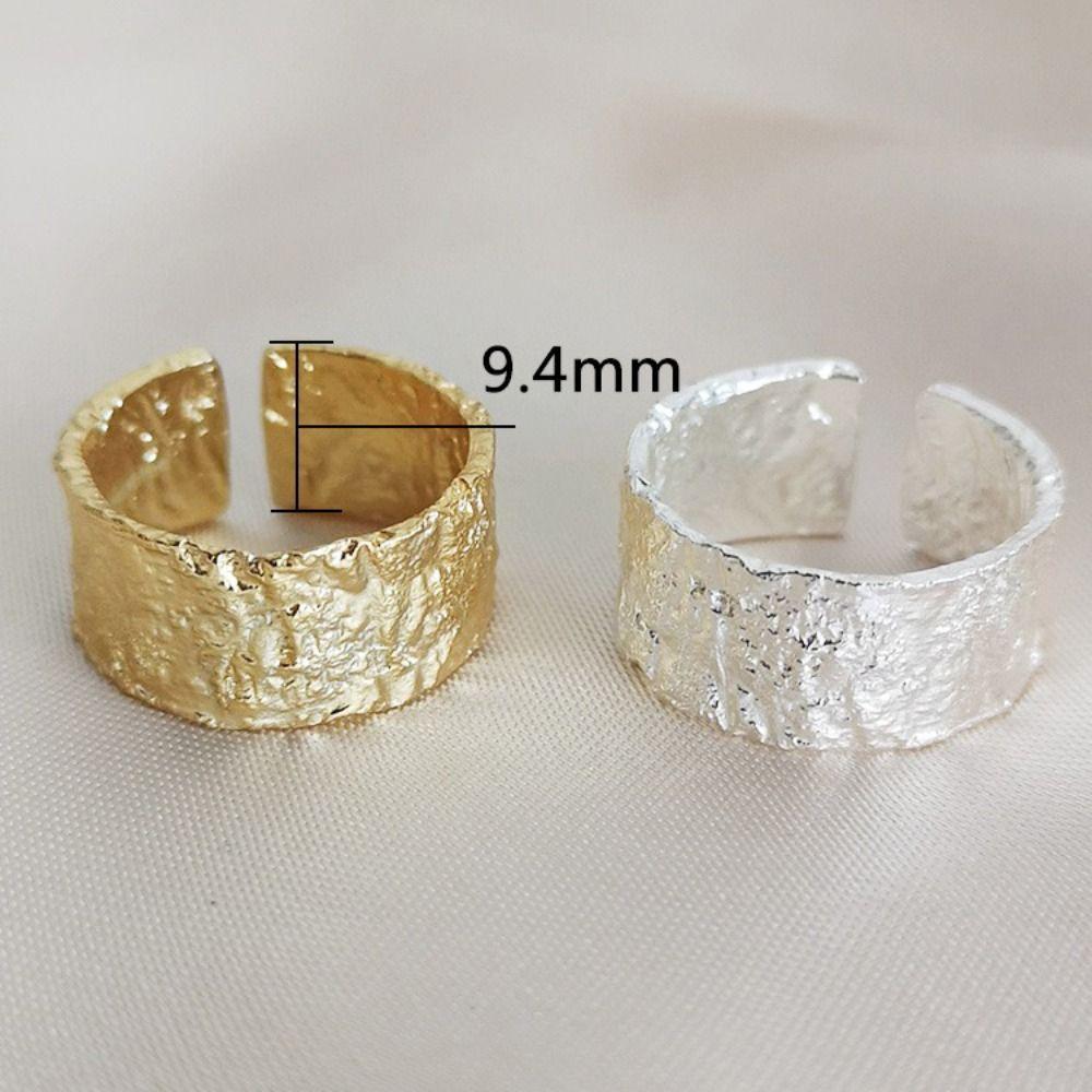 Silver-Plated Geometric Open Ring Adjustable Size Minimalist Silver-Plated Ring Fashion Jewelry Wide Ring Fashion Accessories