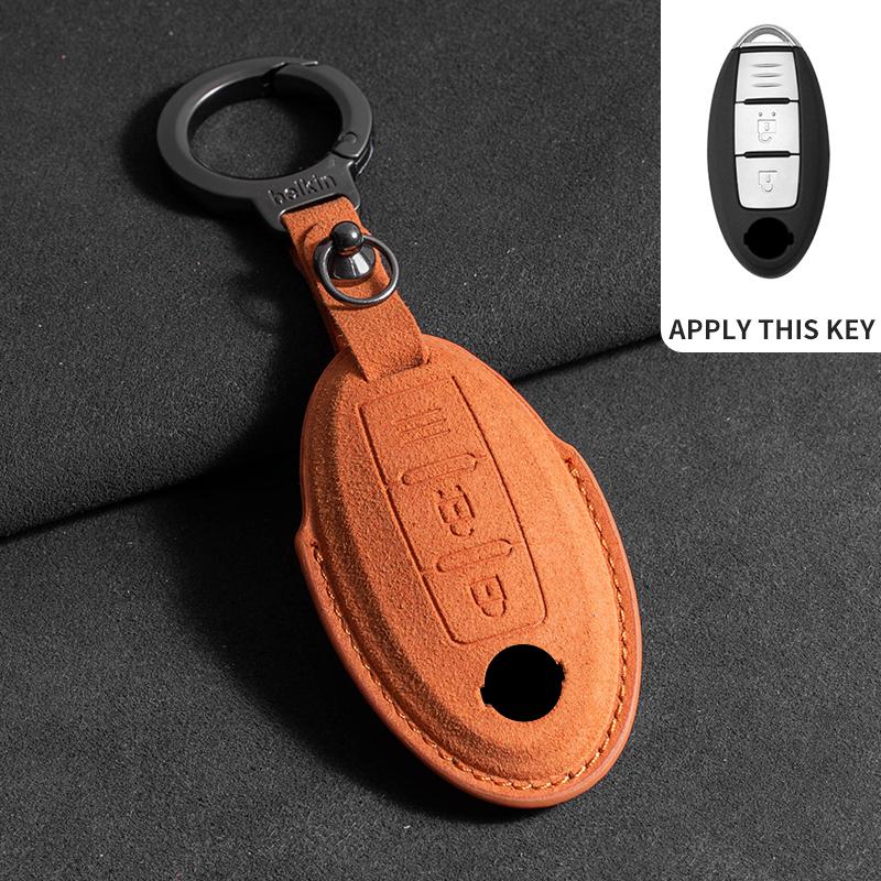 Suede Car Key Case For Nissan Rogue XTrail T32 T31 Qashqai J11 J10 Kicks Tiida Pathfinder Murano Juke Sentra Maxima Rogue Armada