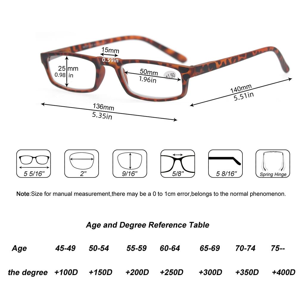 MODFANS Reading Glasses - 4 Pairs Fashion Readers Narrow Frame Spring Hinge For Men Women