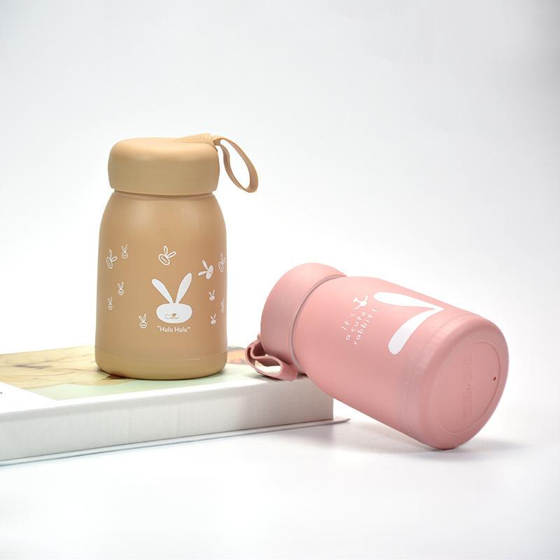 Cute and Adorable Rabbit Glass Water CupPortable High-temperature ResistantDouble-layer Advertising Cup with A Handle